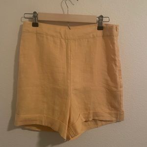 Rove 100% linen yellow high waisted shorts medium